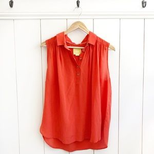 Anthropologie silk sleeveless top in tangerine